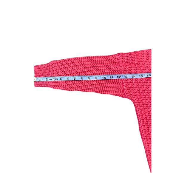 Elan Fuchsia Pink Casual Cable Knit V-Neck Relaxed Knitted Sweater One Size - Picture 10 of 11